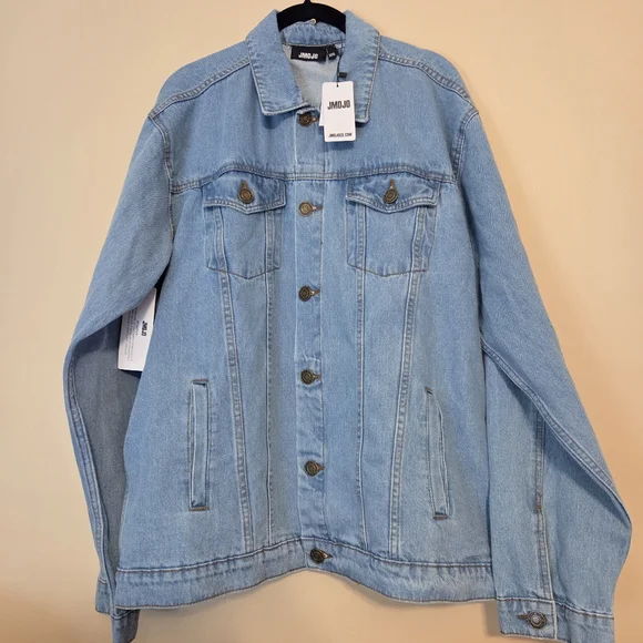 NWT Light Blue Jean Jacket Button Down Adjustable Back - Picture 6 of 12
